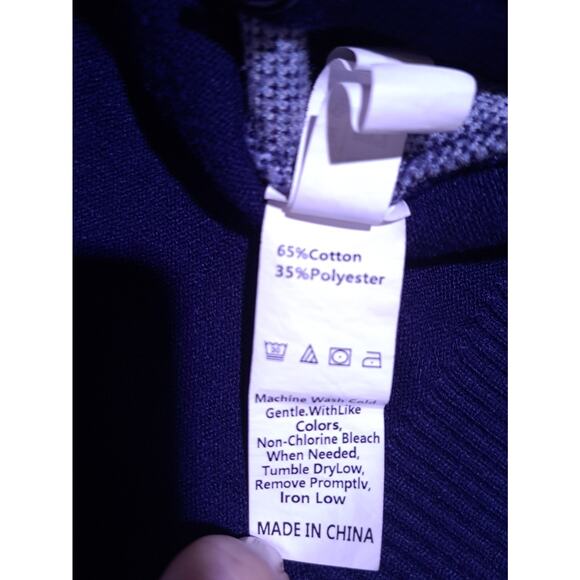 Shein Juniors Cardigan Size One Size Navy Blue Argyle Cropped Collegiate - Picture 8 of 8